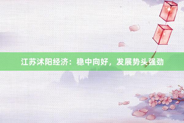 江苏沭阳经济：稳中向好，发展势头强劲