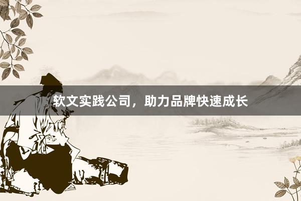 软文实践公司，助力品牌快速成长